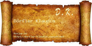 Dörfler Klaudia névjegykártya